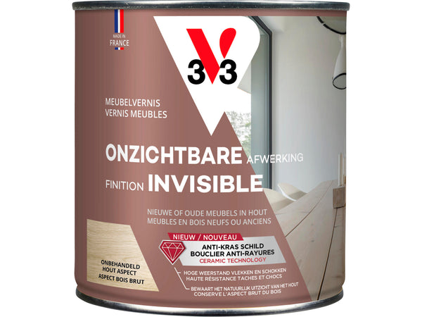 V33 meubelvernis onzichtbare afwerking mat 0,5l kleurloos