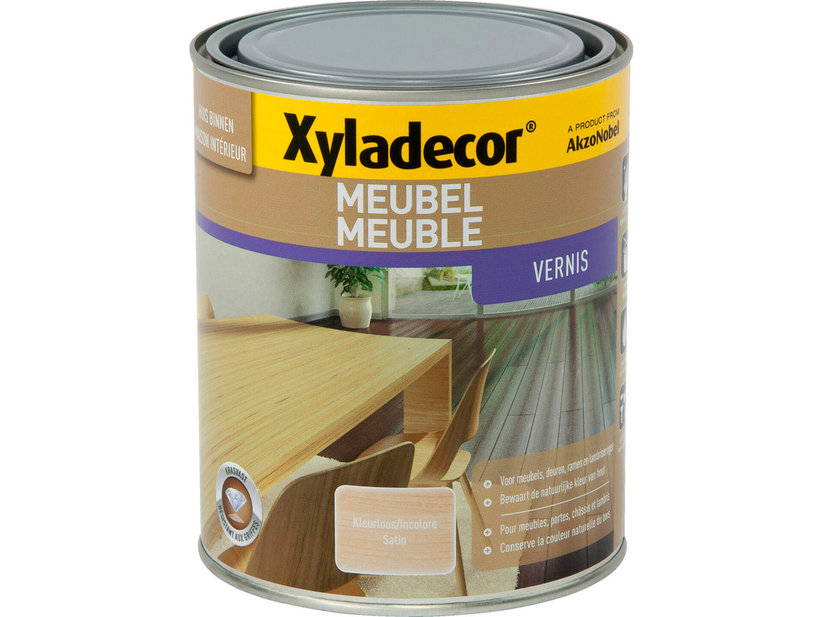 Xyladecor meubelvernis sneldrogend zijdeglans 1l kleurloos