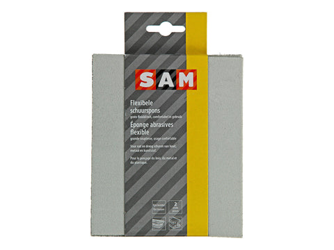 Sam schuurspons flexibel fijn/middel grijs 2 stuks