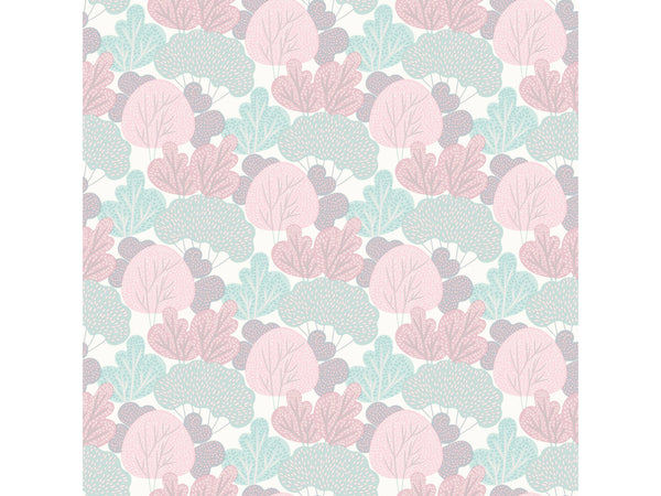 Vliesbehang bos roze/mint 53cm x 10m