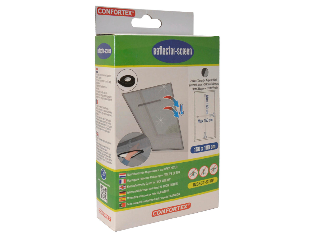 Confortex muggengaas warmtewerend voor dakraam 150x180 cm zwart