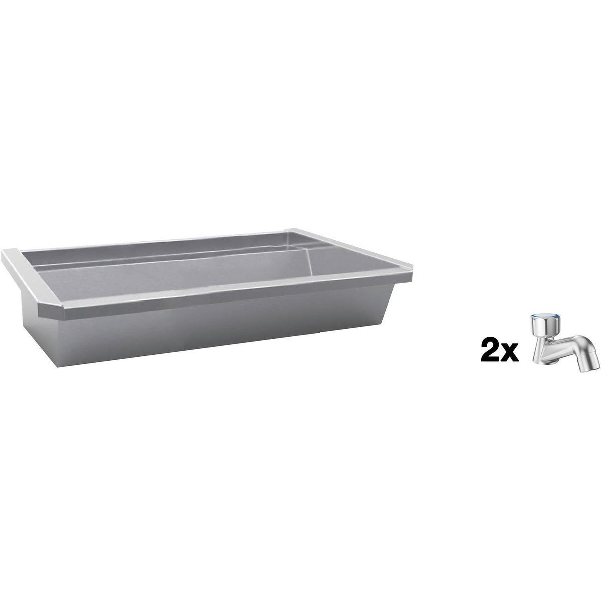 Muurwasgoot sanilav intersan 120CM Rvs 2 staande koudwater kranen