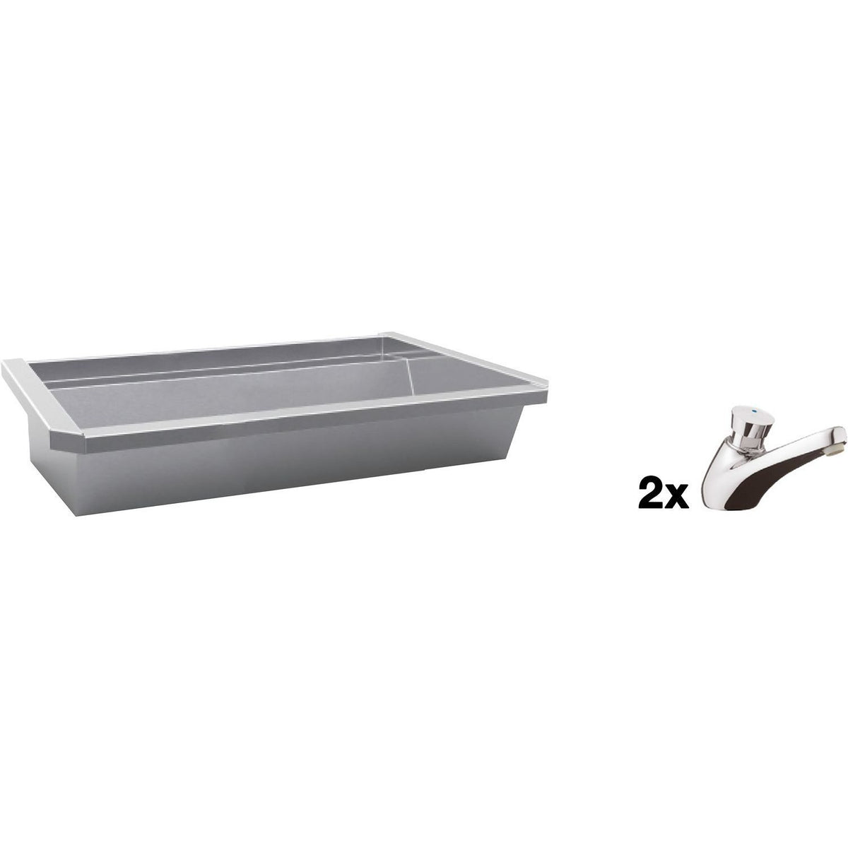 Muurwasgoot sanilav intersan 120CM Rvs 2 staande zelfsluitende kranen