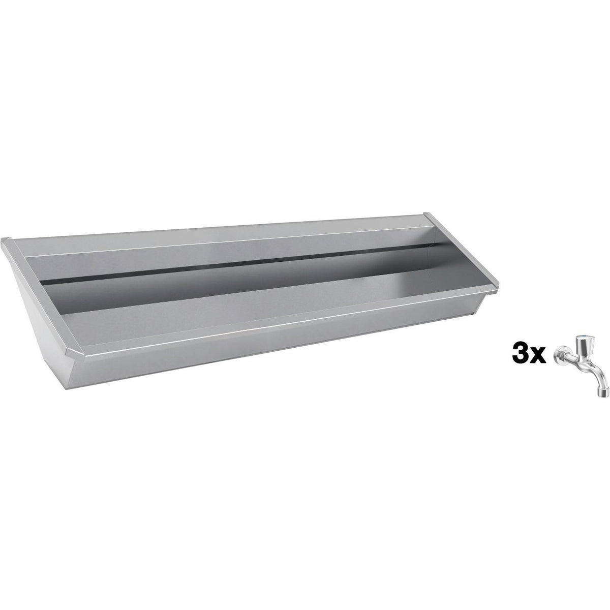 Muurwasgoot sanilav intersan 180CM Rvs 3 koud water kranen