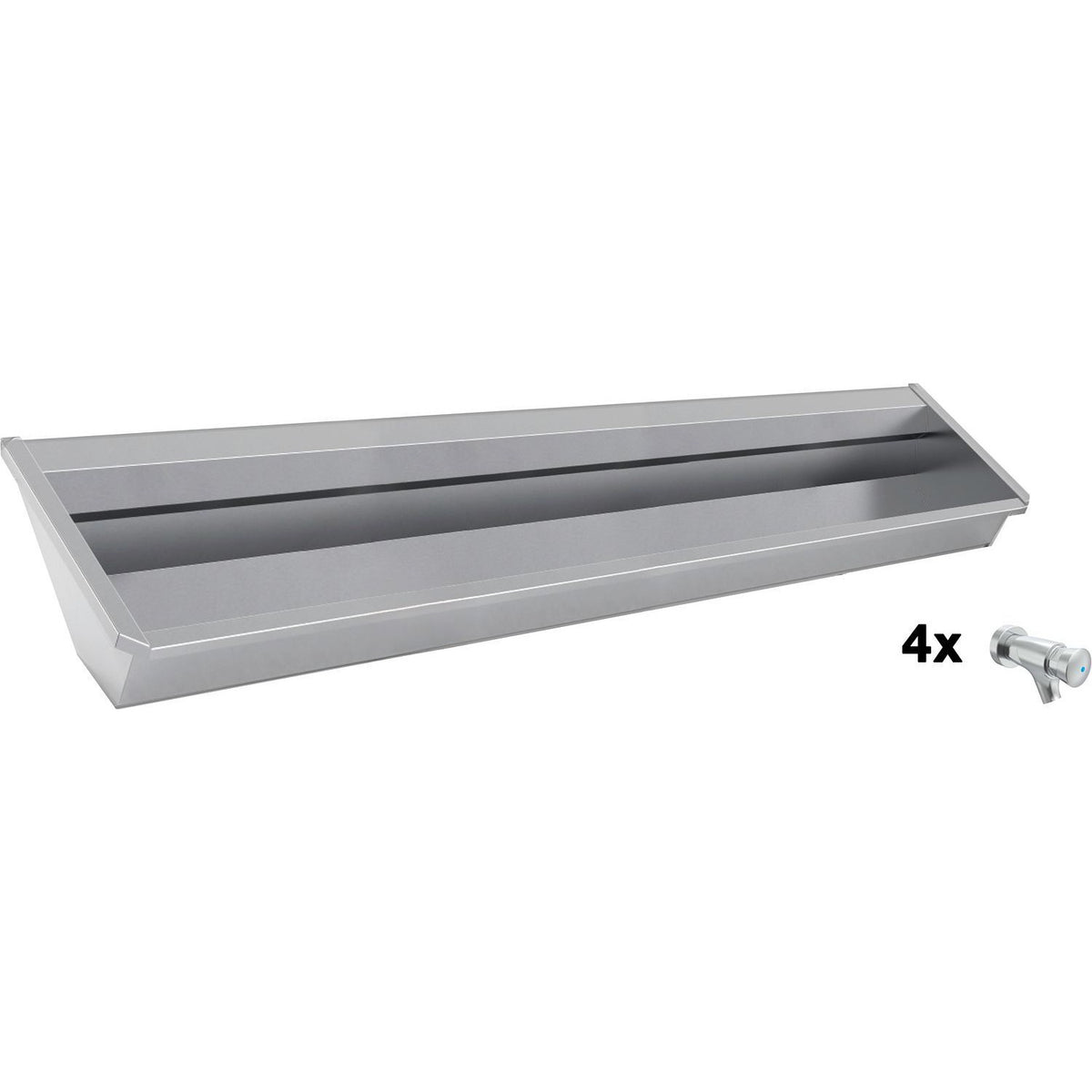Muurwasgoot sanilav intersan 240CM Rvs 4 zelfsluitende kranen