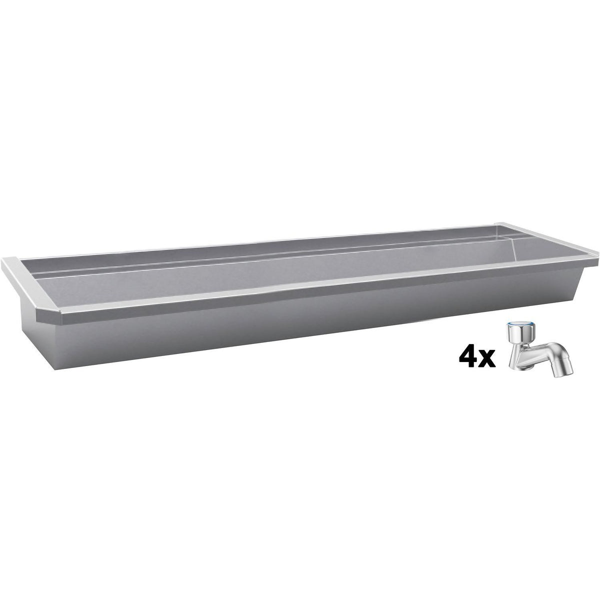 Muurwasgoot sanilav intersan 240CM Rvs staande koudwater kranen
