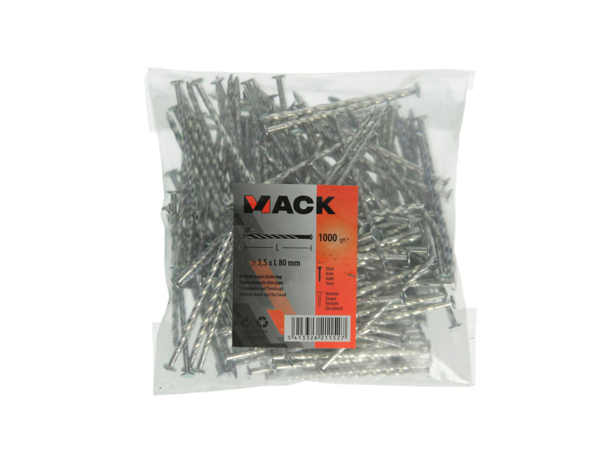 Mack nagels gedraaid met platte kop 3,5x80 mm 1kg