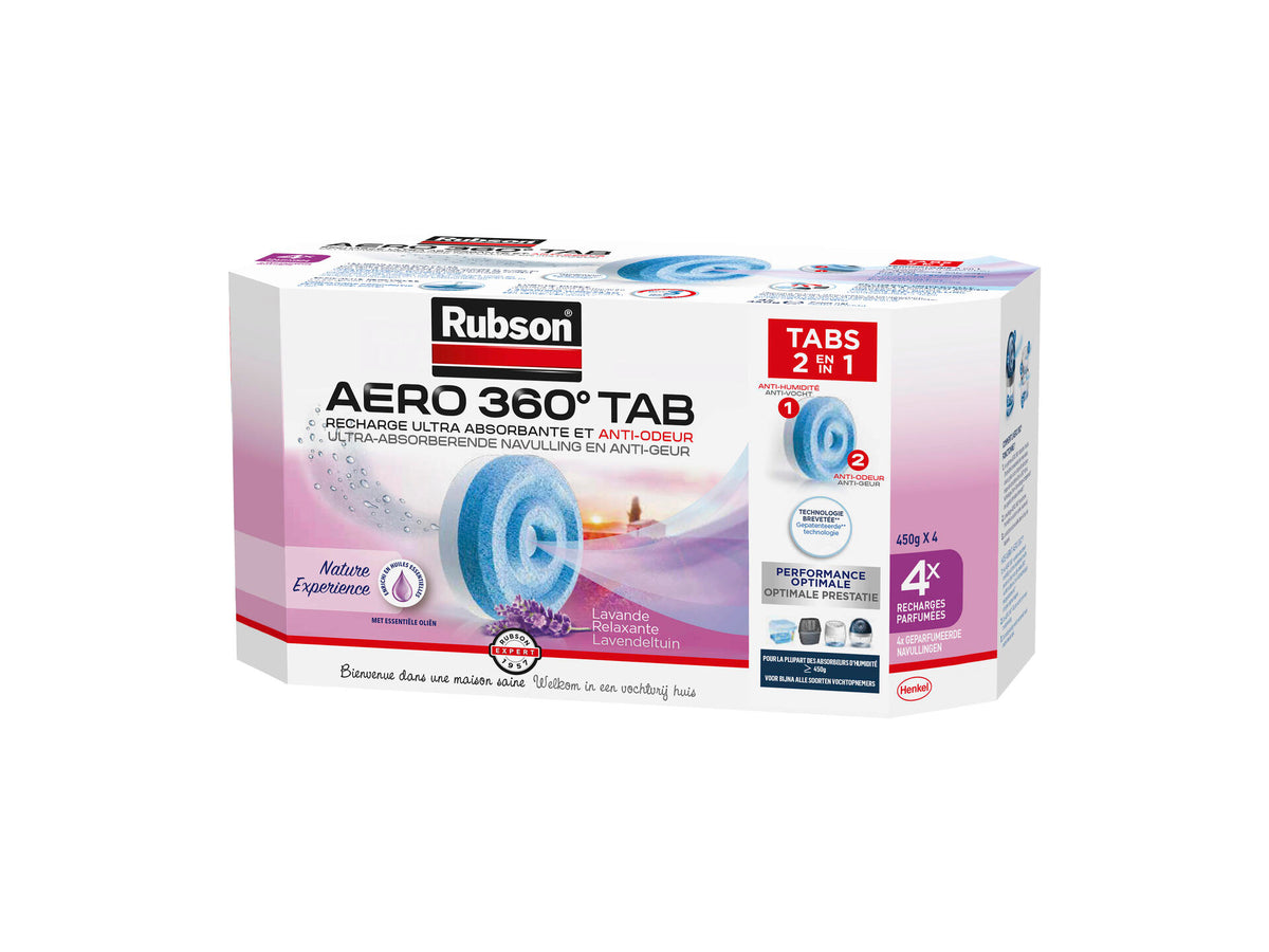 Rubson navulling vochtvreter Aero 360° 450g lavendel 4 stuks