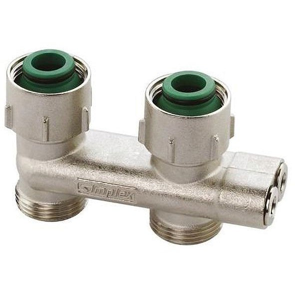 OMGEKEERDE H-BLOK 2-PIJPS SIMPLEX RECHT 3/4" EK