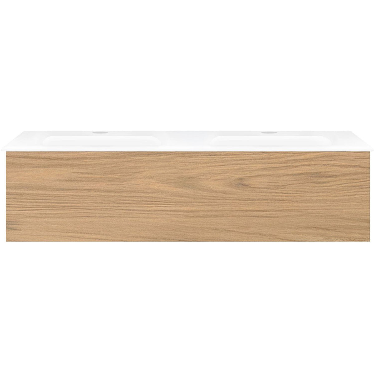 Onderbouw COFFEE 1 lade 120 duo eik klassiek + dubbele wastafel porselein wit
