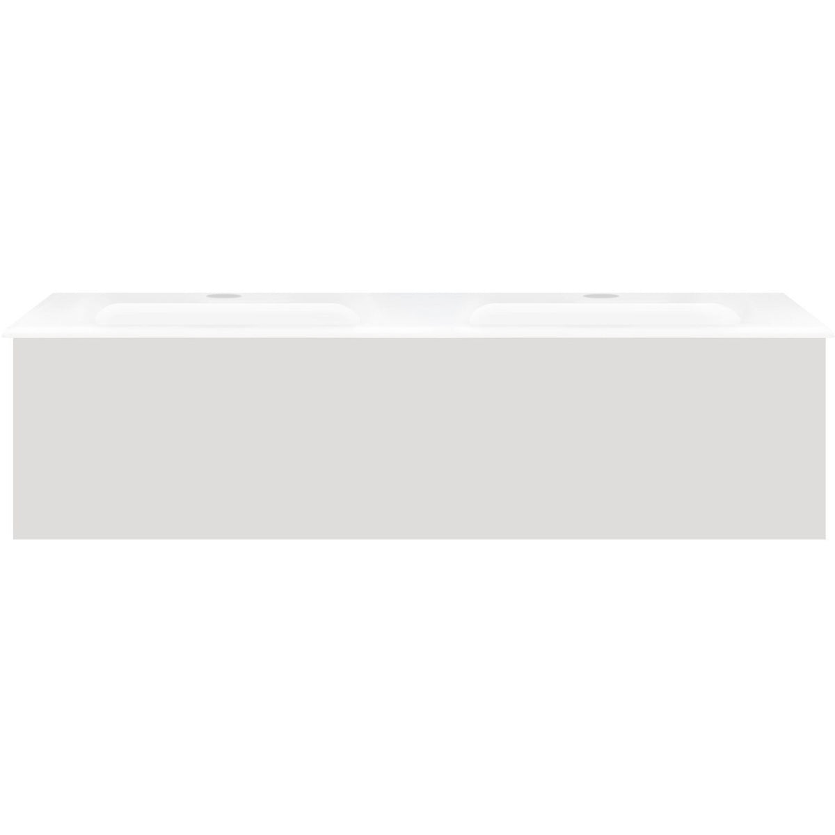 ONDERBOUW COFFEE 1 LADE 120 DUO FLUWEEL GRIJS MAT + DUBBELE WASTAFEL PORSELEIN WIT