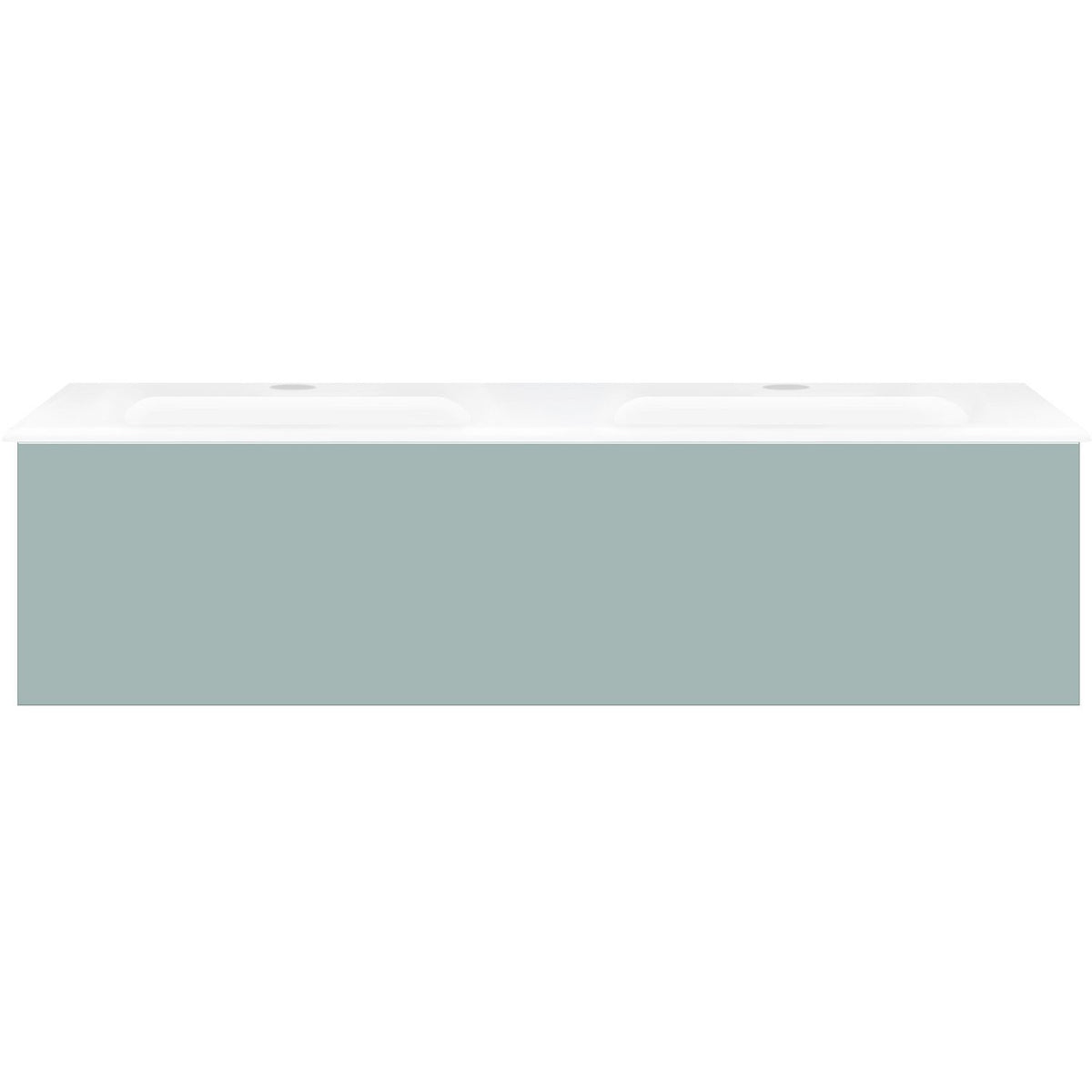 Onderbouw COFFEE 1 lade 120 duo ijsblauw mat + dubbele wastafel porselein wit