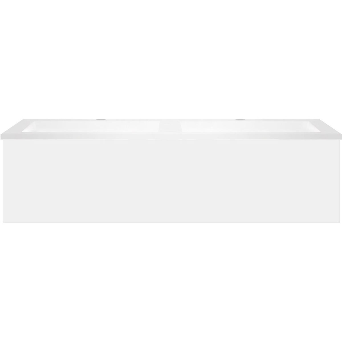 Onderbouw COFFEE 1 lade 120 duo mat wit + dubbele wastafel kunstmarmer wit