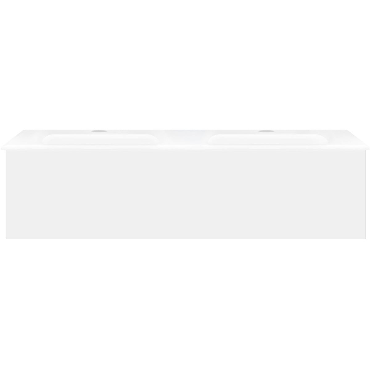 Onderbouw COFFEE 1 lade 120 duo mat wit + dubbele wastafel porselein wit