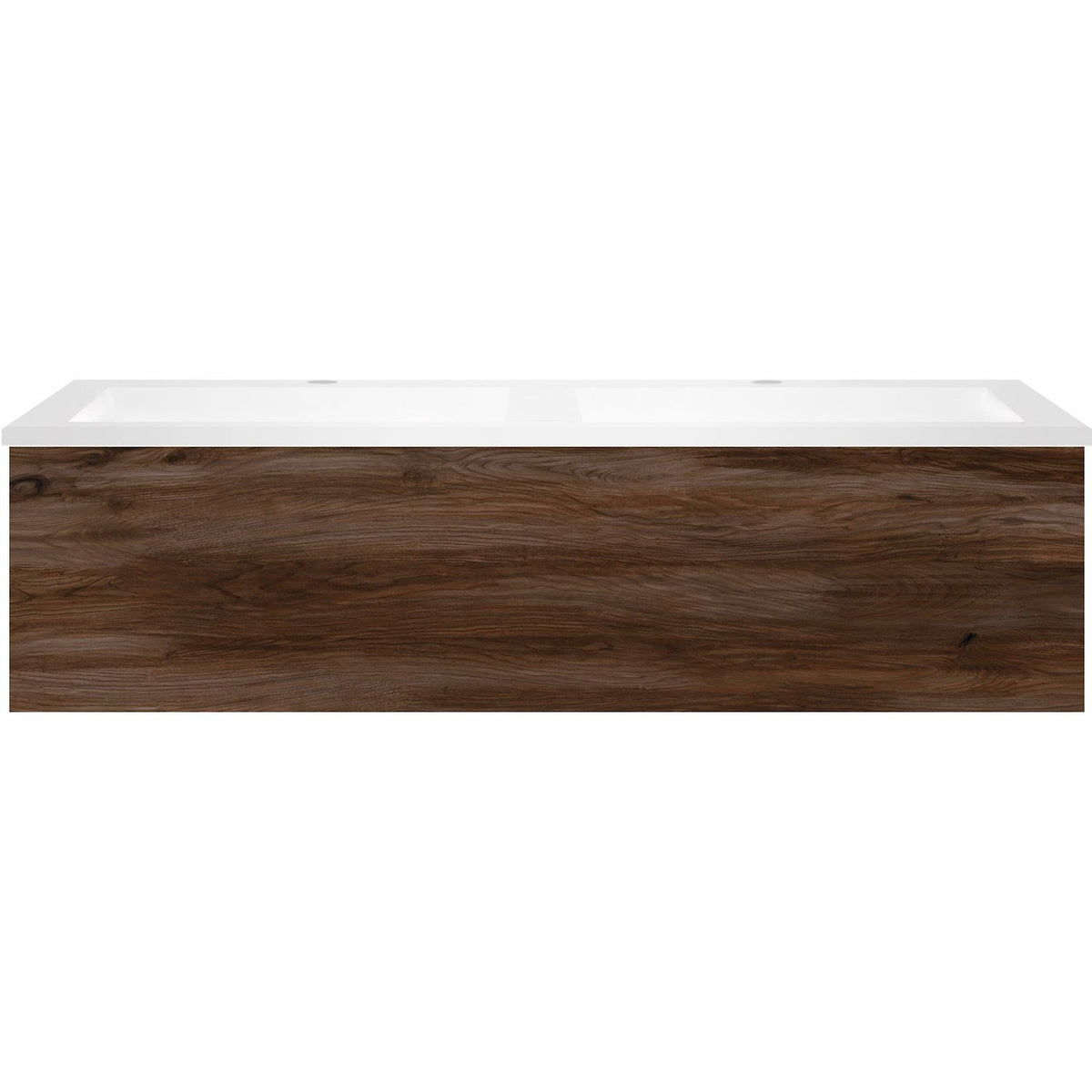 Onderbouw COFFEE 1 lade 120 duo notelaar Fluweel + dubbele wastafel kunstmarmer wit