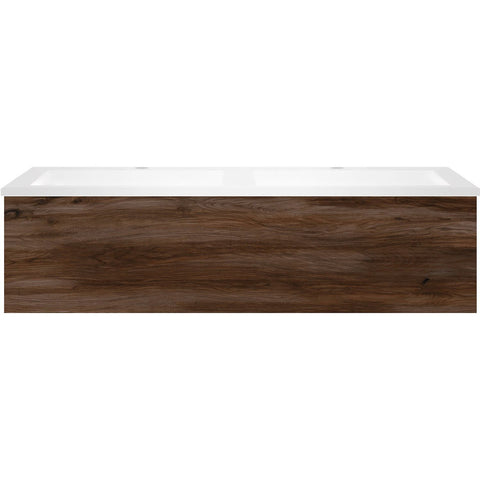 Onderbouw COFFEE 1 lade 120 duo notelaar Fluweel + dubbele wastafel kunstmarmer wit, badkamermeubelen — SKU DESCO-192838