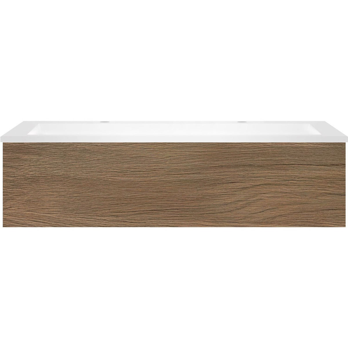 Onderbouw COFFEE 1 lade 120 eik caramel + wastafel 2 kraangaten kunstmarmer mat wit