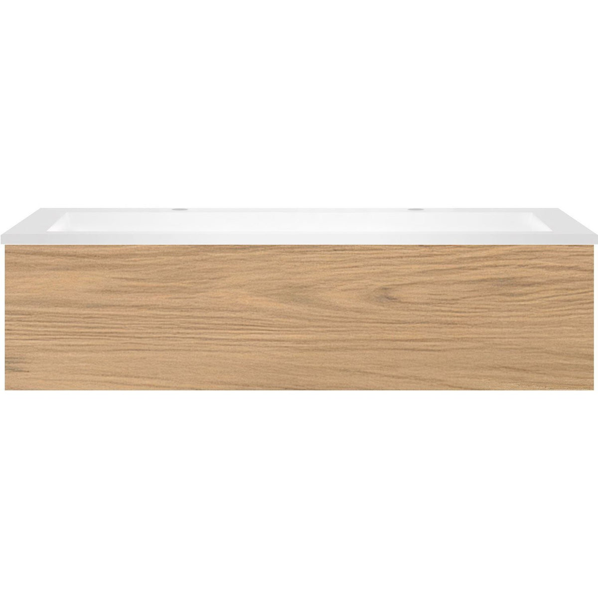 Onderbouw COFFEE 1 lade 120 eik klassiek + wastafel 2 kraangaten kunstmarmer wit