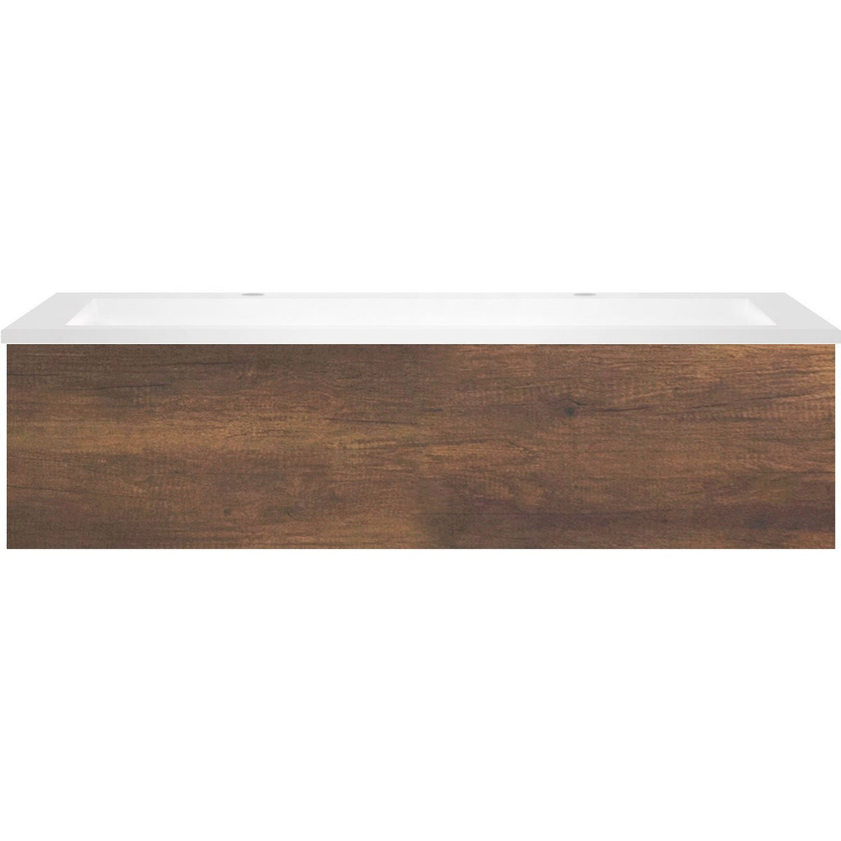 Onderbouw COFFEE 1 lade 120 eik roest + wastafel 2 kraangaten kunstmarmer wit
