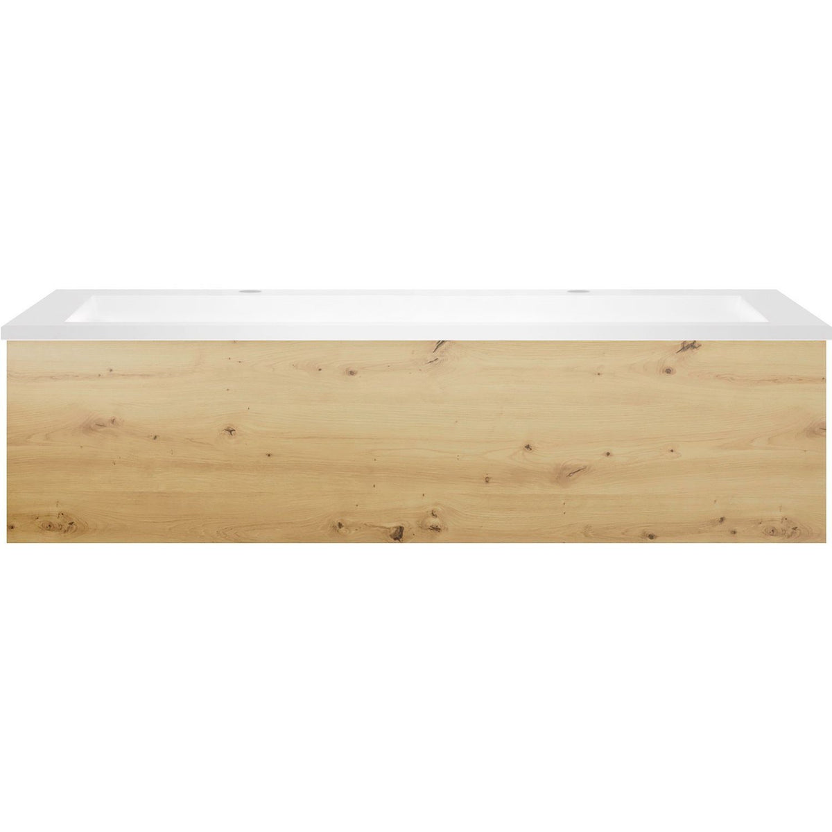 Onderbouw COFFEE 1 lade 120 eik urban + wastafel 2 kraangaten kunstmarmer mat wit