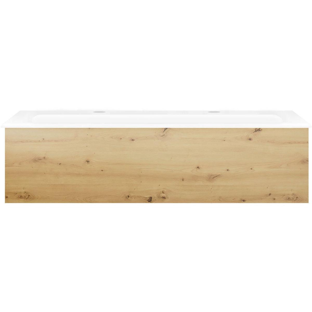 Onderbouw COFFEE 1 lade 120 eik urban + wastafel 2 kraangaten porselein wit