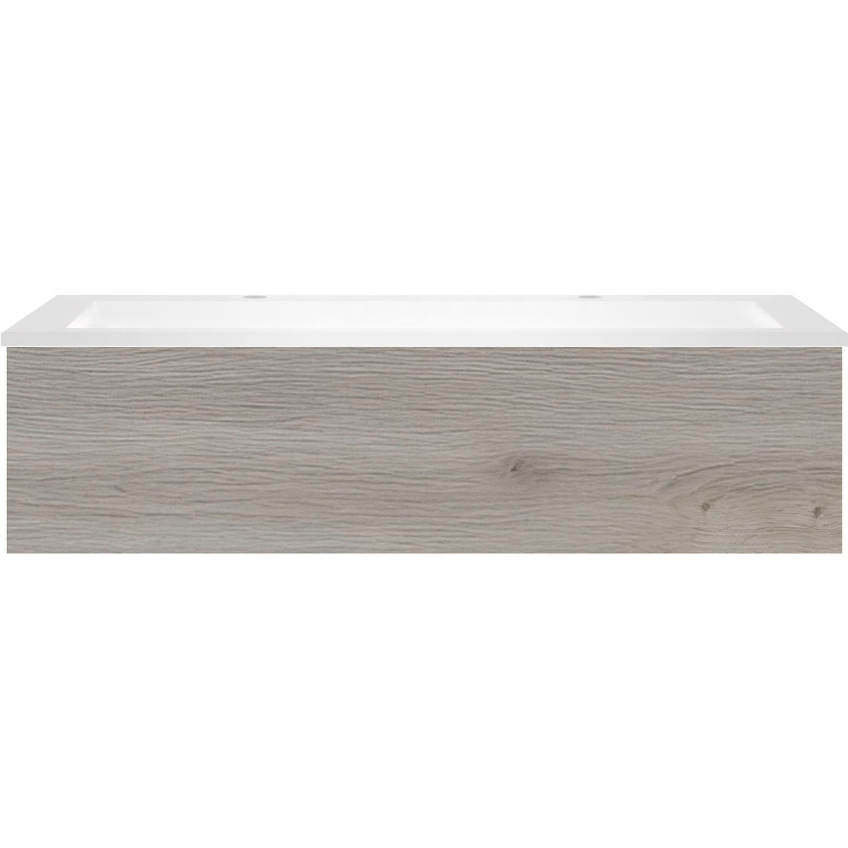 Onderbouw COFFEE 1 lade 120 eik Zilver + wastafel 2 kraangaten kunstmarmer mat wit