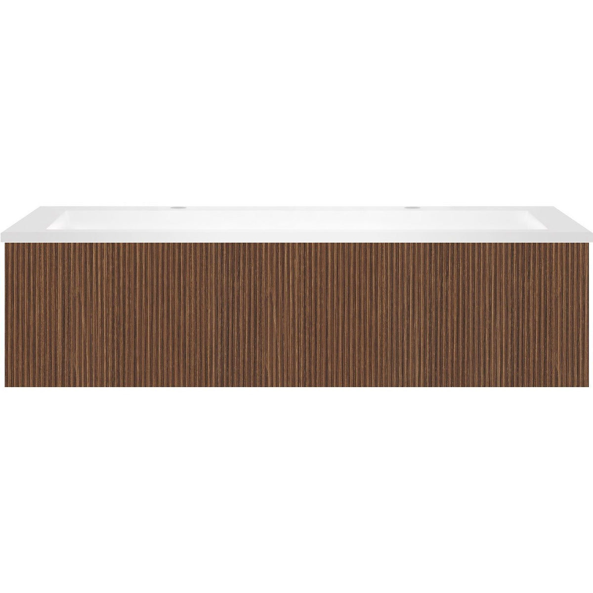 Onderbouw COFFEE 1 lade 120 notelaar Smartline + wastafel 2 kraangaten kunstmarmer mat wit