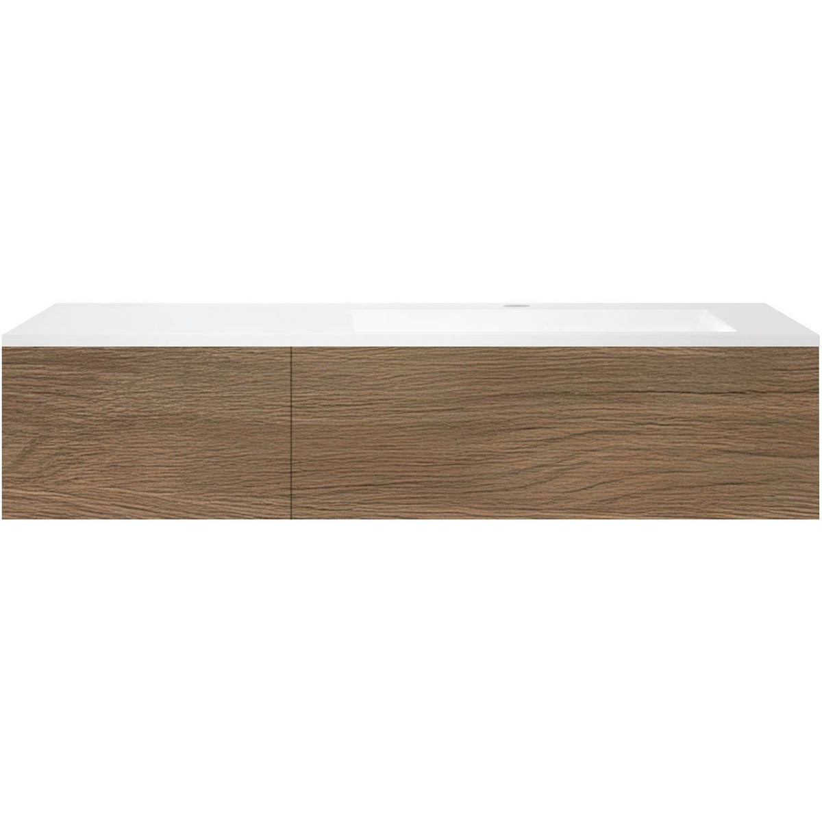 ONDERBOUW COFFEE 1 LADE 140 EIK CARAMEL+WASTAFEL KUNSTMARMER  RECHTS MAT WIT