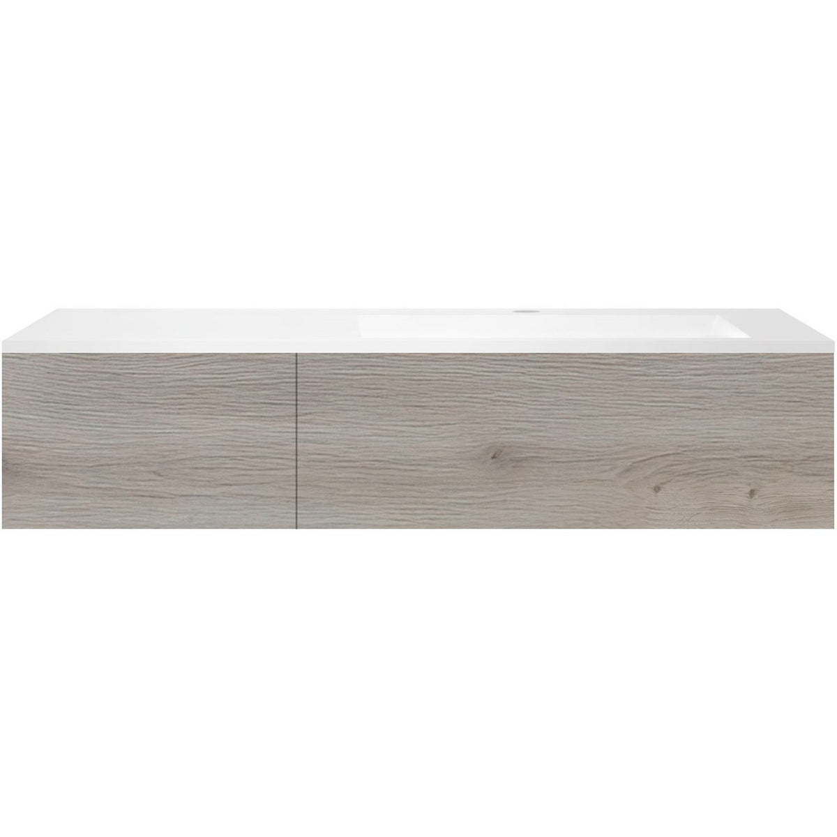 ONDERBOUW COFFEE 1 LADE 140 EIK DECOR ZILVER+WASTAFEL KUNSTMARMER RECHTS WIT