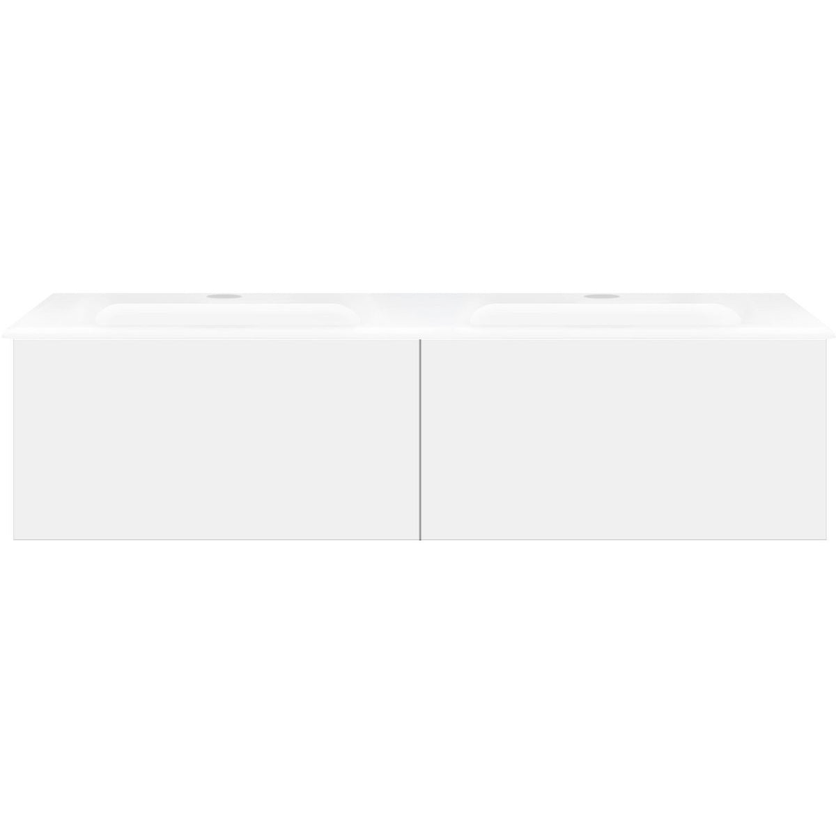 Onderbouw COFFEE 2 lades 120 duo duo mat wit + dubbele wastafel porselein wit
