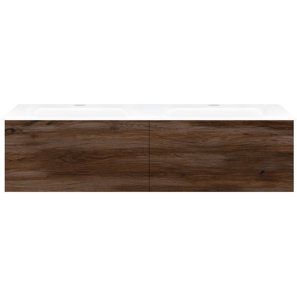 Onderbouw COFFEE 2 lades 120 duo duo notenlaar Fluweel +dubbele wastafel porselein wit