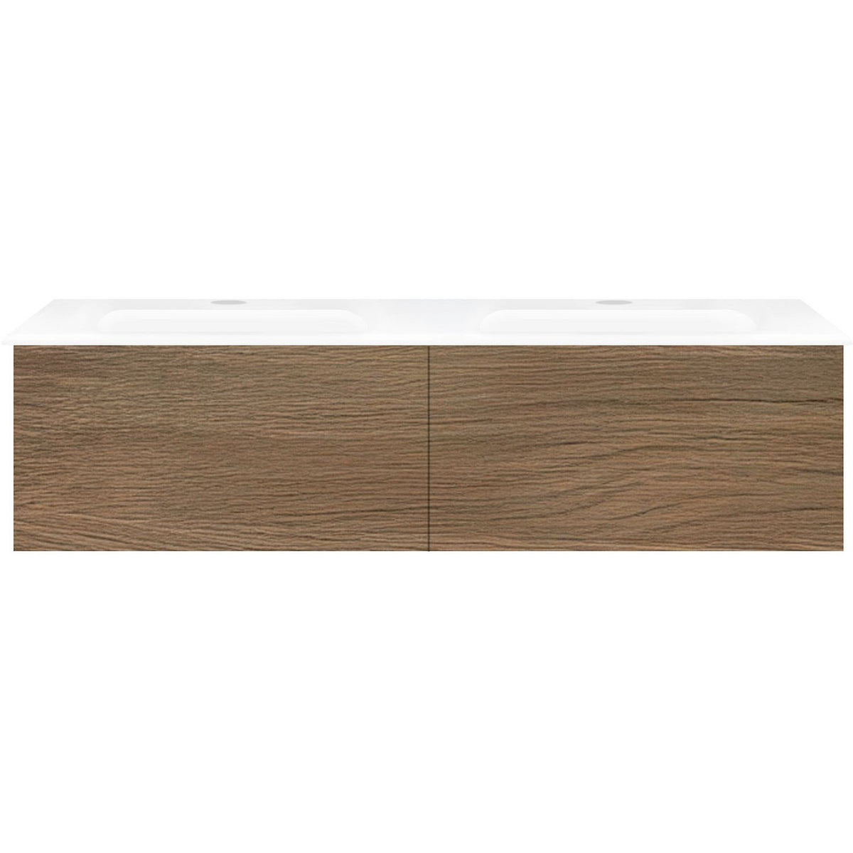 Onderbouw COFFEE 2 lades 120 duo eik caramel+wastafel porselein wit