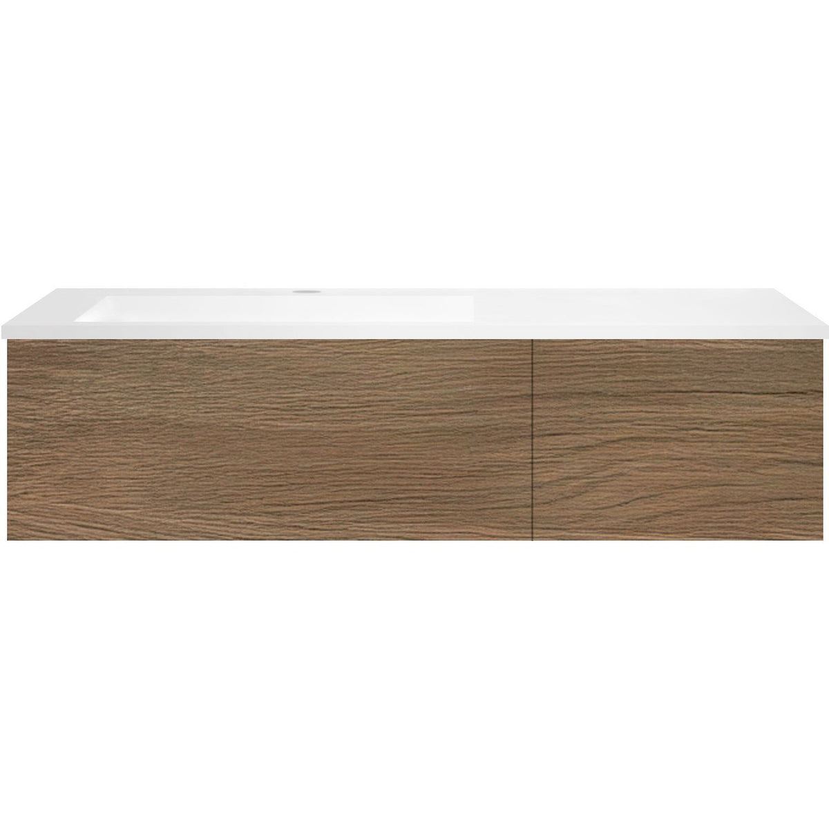 ONDERBOUW COFFEE 2 LADES 120 EIK CARAMEL+WASTAFEL LINKS KUNSTMARMER WIT