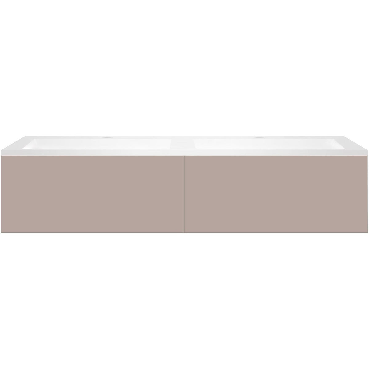 Onderbouw COFFEE 2 lades 140 duo basaltgrijs +dubbele wastafel kunstmarmer mat wit