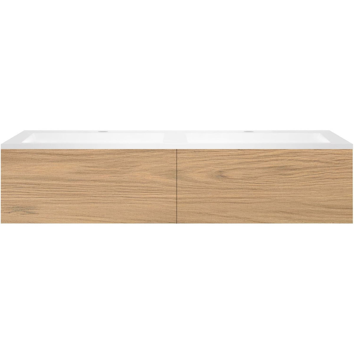 Onderbouw COFFEE 2 lades 140 duo eik klassiek+dubbele wastafel kunstmarmer wit