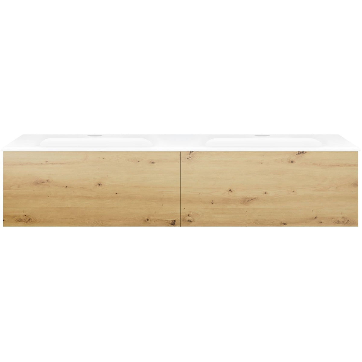 Onderbouw COFFEE 2 lades 140 duo eiken urban +dubbele wastafel porselein wit