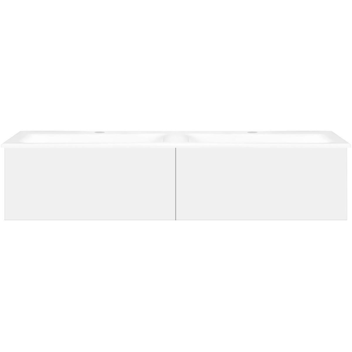 Onderbouw COFFEE 2 lades 140 duo mat wit + dubbele wastafel porselein wit