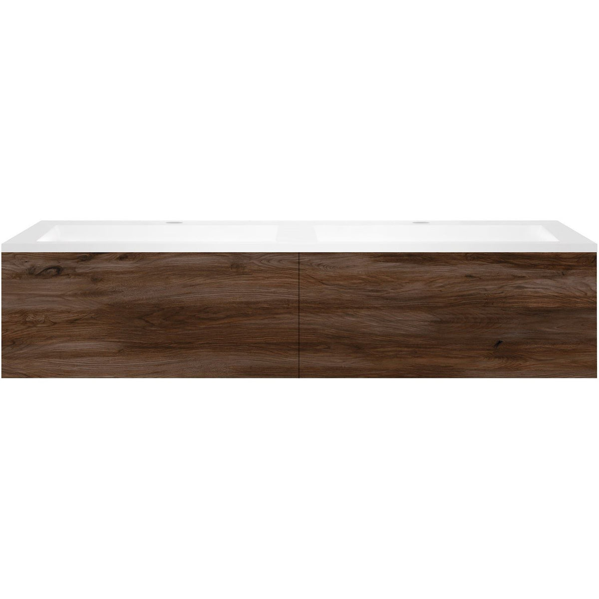 Onderbouw COFFEE 2 lades 140 duo notelaar Fluweel +dubbele wastafel kunstmarmer mat wit