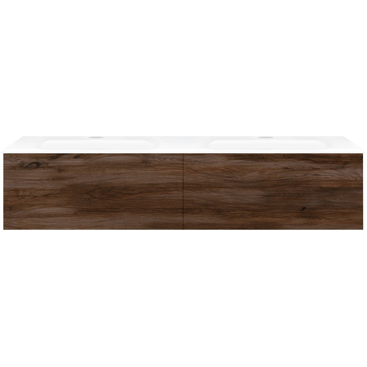 Onderbouw COFFEE 2 lades 140 duo notenlaar Fluweel +dubbele wastafel porselein wit