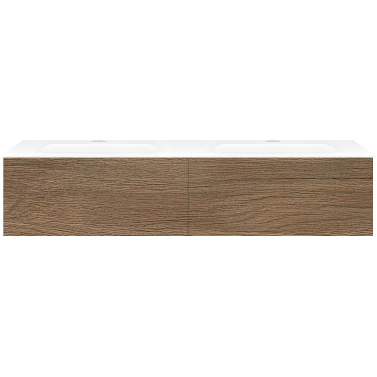 Onderbouw COFFEE 2 lades 140 eik caramel+wastafel porselein wit