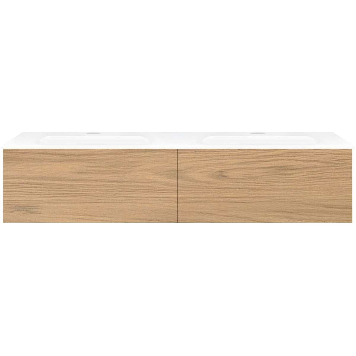 Onderbouw COFFEE 2 lades 140 eik klassiek+wastafel porselein wit