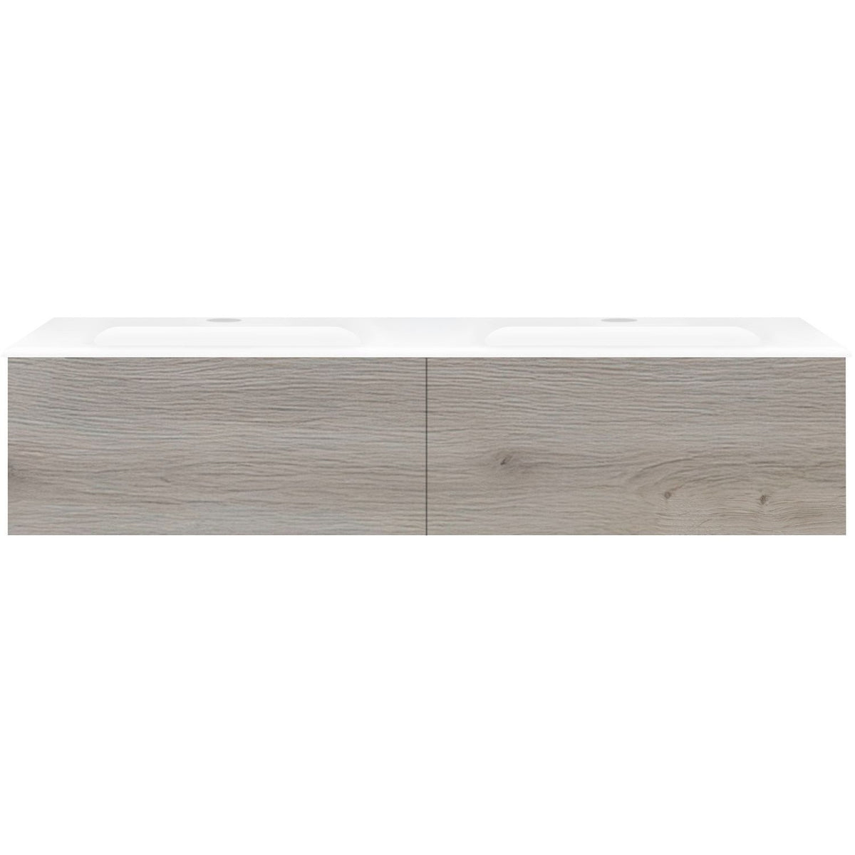 Onderbouw COFFEE 2 lades 140 eik zilver+wastafel porselein wit