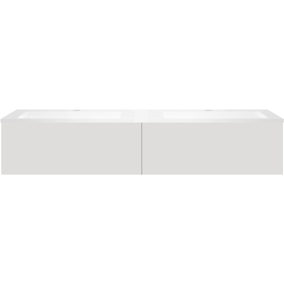 ONDERBOUW COFFEE 2 LADES 160 DUO FLUWEEL GRIJS MAT+DUBBELE WASTAFEL KUNSTMARMER WIT