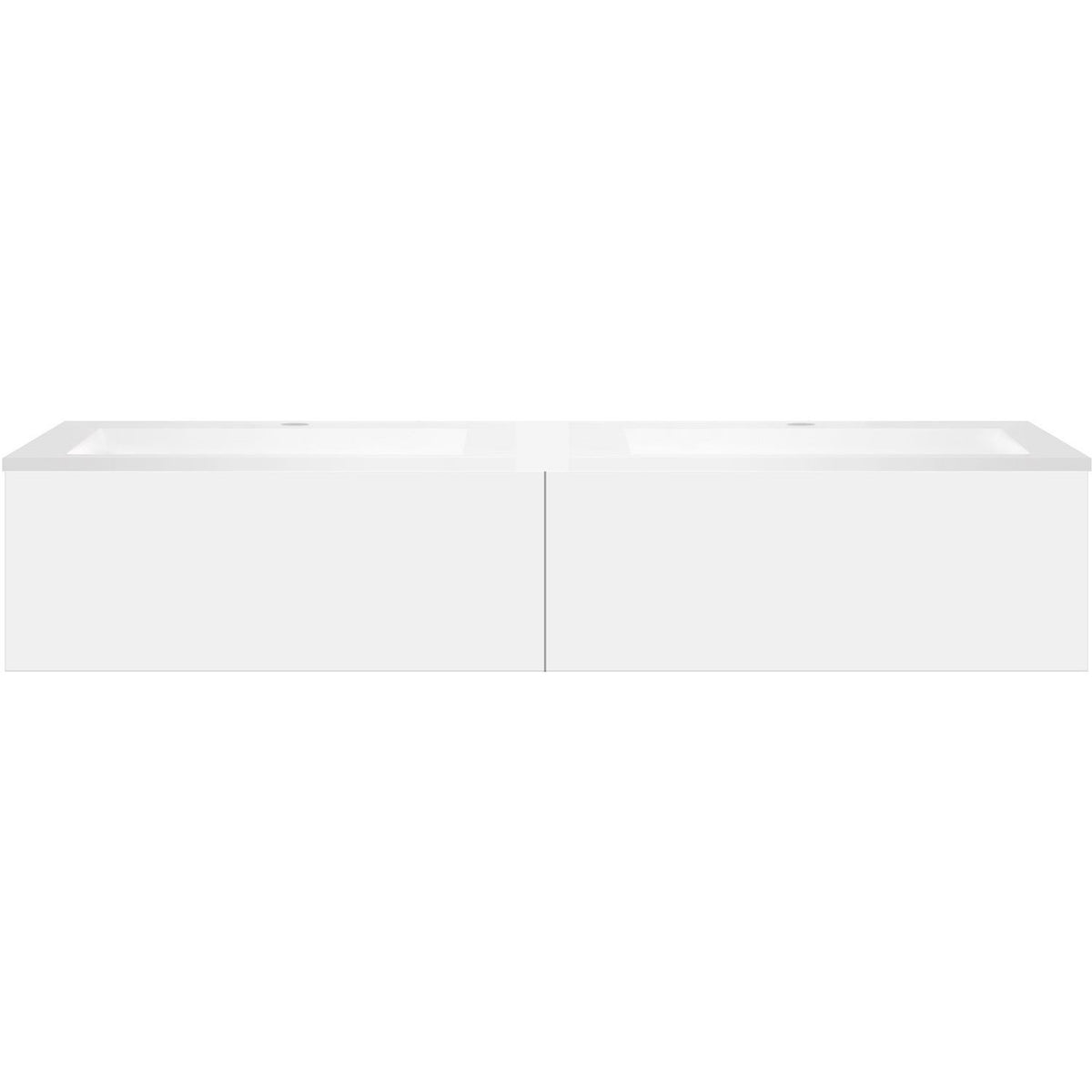 Onderbouw COFFEE 2 lades 160 duo mat wit +dubbele wastafel kunstmarmer mat wit