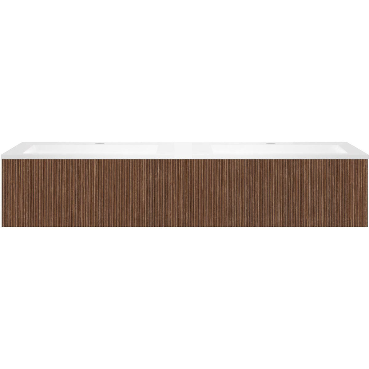 Onderbouw COFFEE 2 lades 160 duo notelaar smartline+dubbele wastafel kunstmarmer mat wit