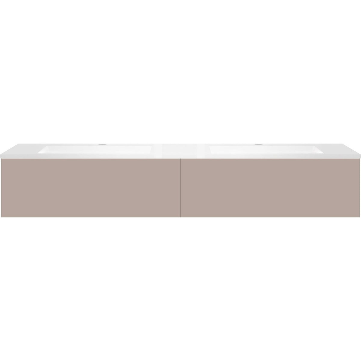 Onderbouw COFFEE 2 lades 180 duo basaltgrijs +dubbele wastafel kunstmarmer mat wit