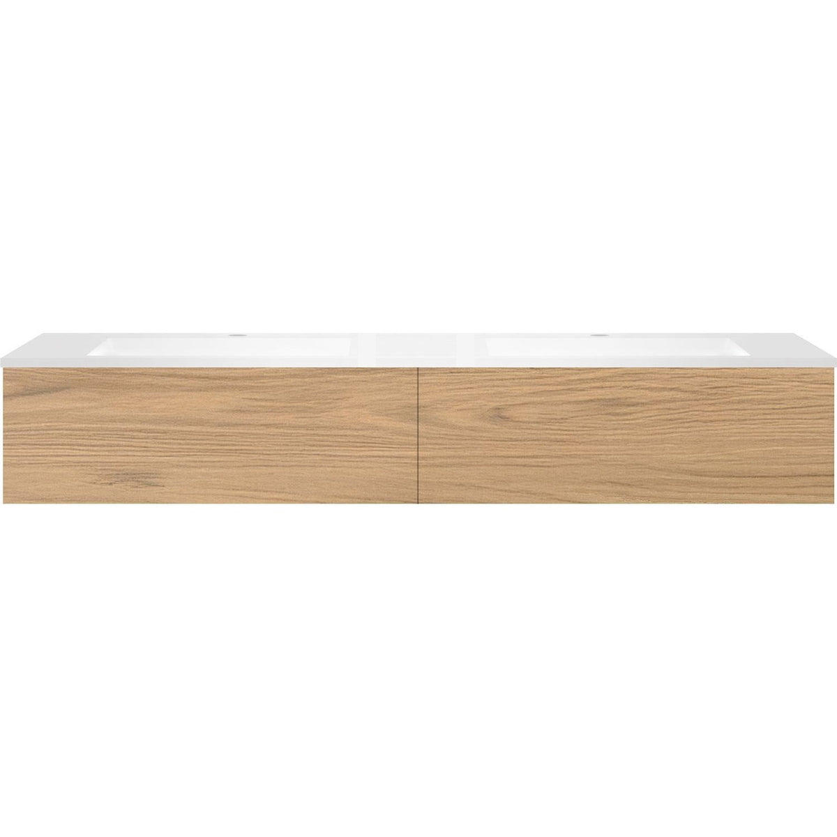Onderbouw COFFEE 2 lades 180 duo eik klassiek+dubbele wastafel kunstmarmer wit