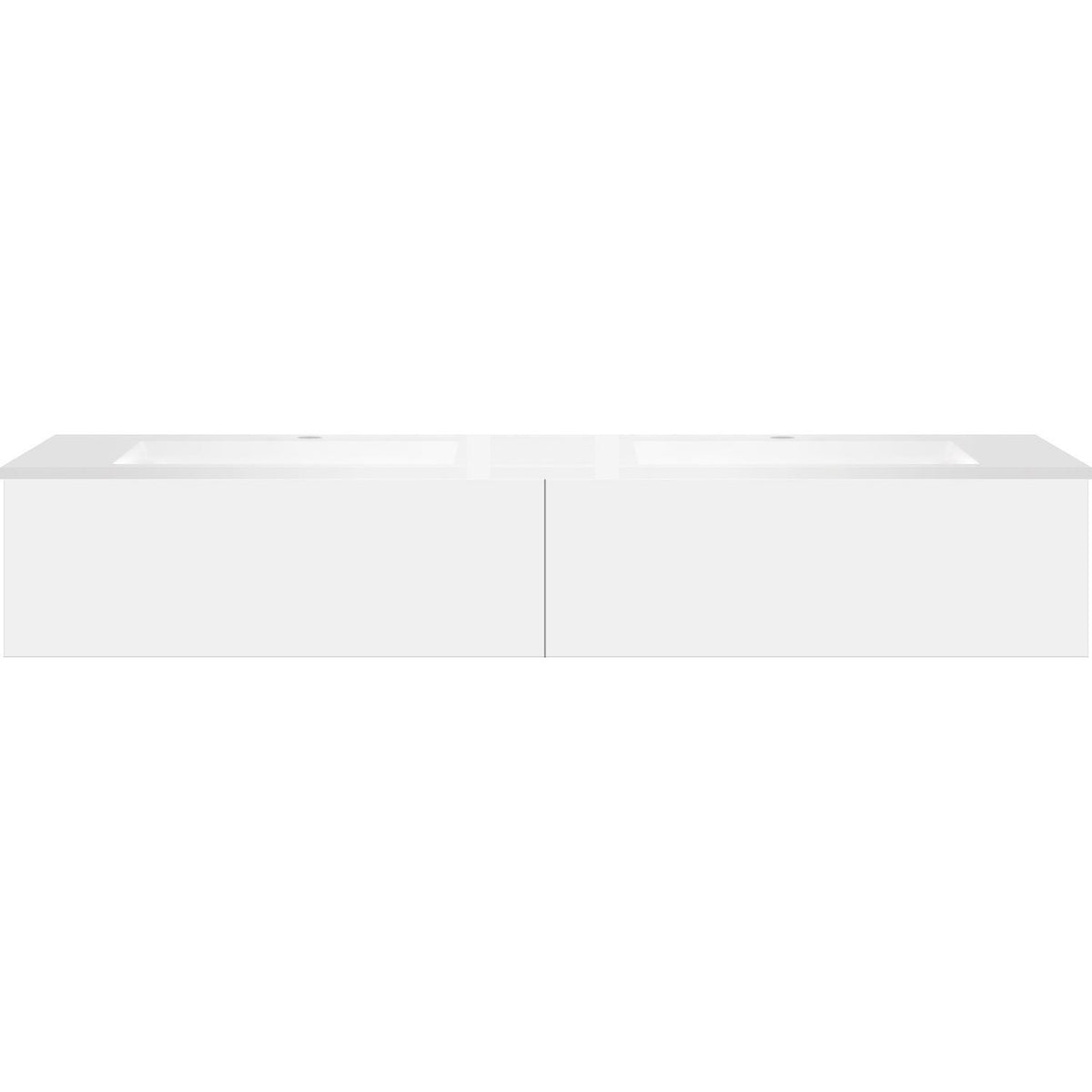 Onderbouw COFFEE 2 lades 180 duo mat wit +dubbele wastafel kunstmarmer mat wit