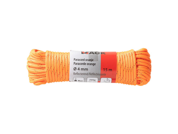 Mack paracord reflecterend 4mm 15m oranje