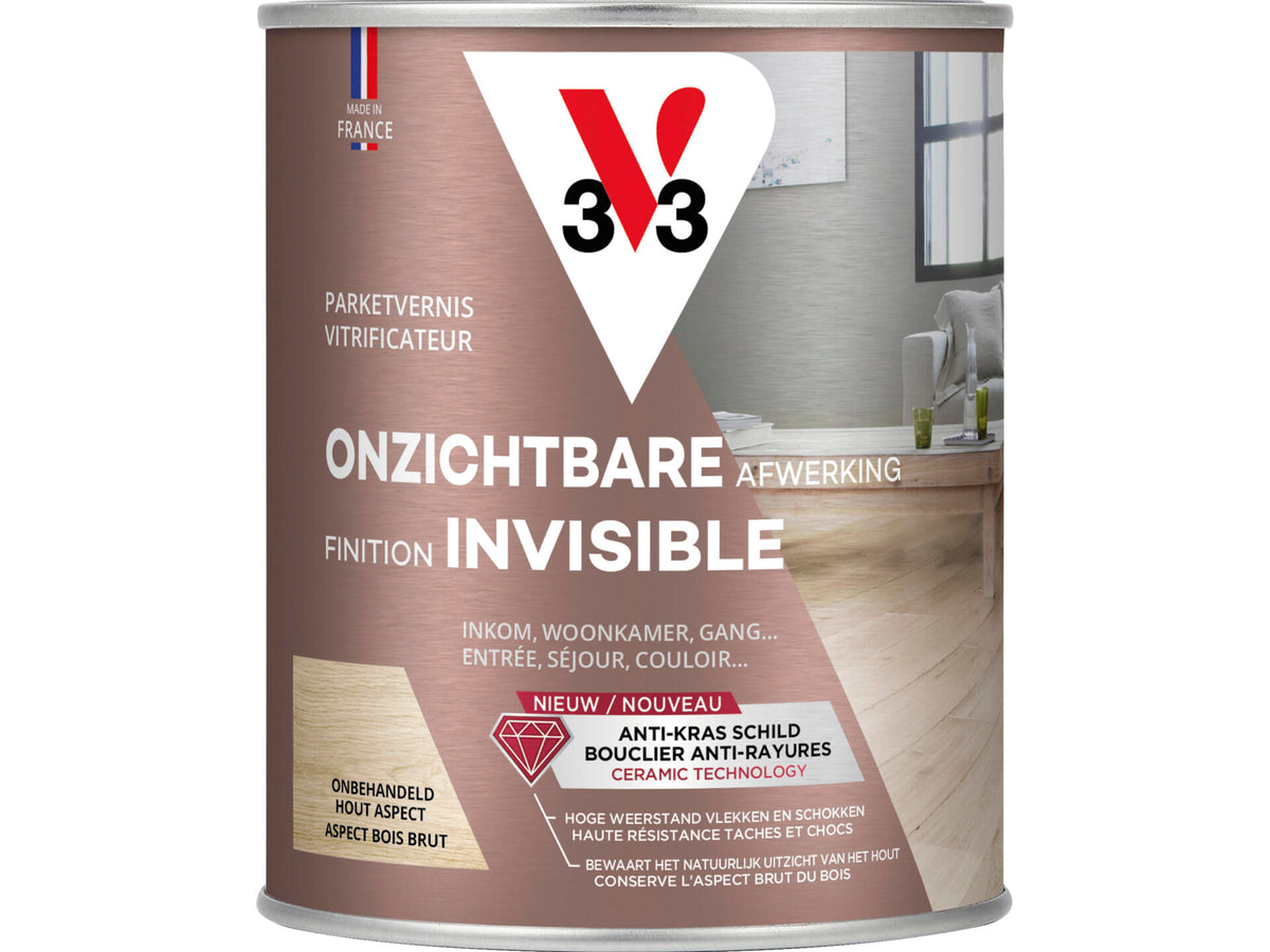 V33 parketvernis onzichtbare afwerking mat 0,75l kleurloos